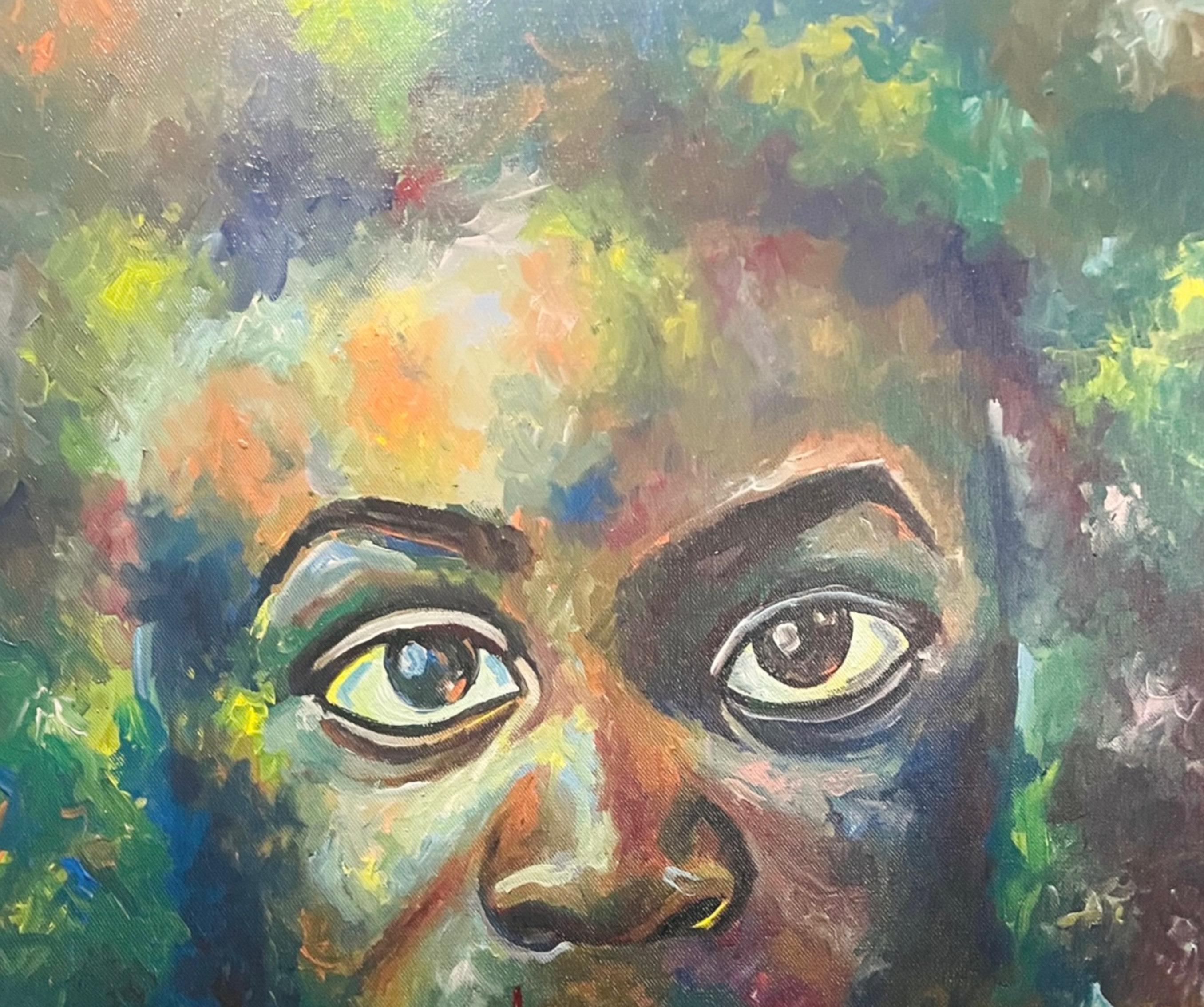 Expectation - 21. Jahrhundert, Zeitgenössisch, Figuratives Porträt, Menschen, Dreiräder – Painting von Odesola Idowu