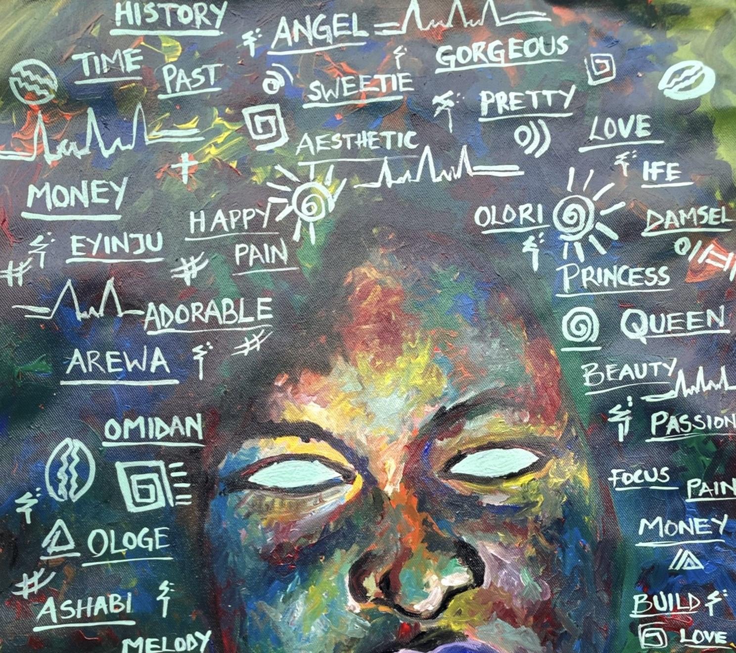 Belleza Imperfecta - Siglo XXI, Contemporáneo, Retrato Figurativo, Mujer, Rostros - Painting de Odesola Idowu