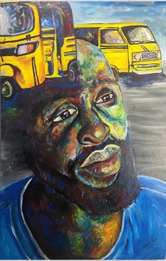 Supervivencia - Siglo XXI, Contemporáneo, Retrato Figurativo, Hombres, Autobús