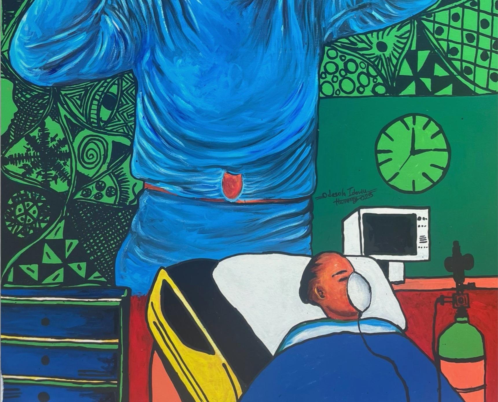 Das teuerste Bett - 21. Jahrhundert, Contemporary, Figurativ, Porträt, Krankenhaus (Zeitgenössisch), Painting, von Odesola Idowu