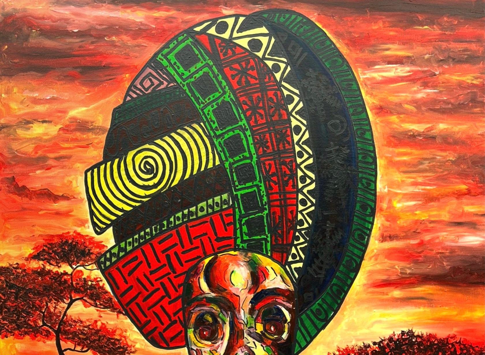 Olori  Asa (Gekrönt in Kultur) -21. Jahrhundert, Zeitgenössisch, Figuratives Porträt – Painting von Odesola Idowu