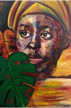 Reflexión 1 - Siglo XXI, Contemporáneo, Retrato Figurativo, Mujer, Planta