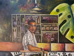 Reflection at the Bar -21st Century, Contemporary, Figurative, Men Entertainment
