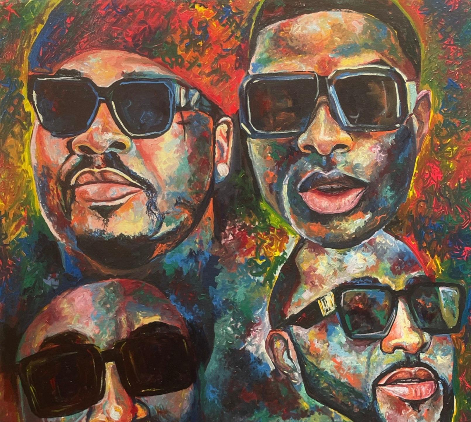 Leggende urbane -21° secolo, Contemporaneo, Figurativo, Uomini, Spettacolo, Musica - Painting di Odesola Idowu