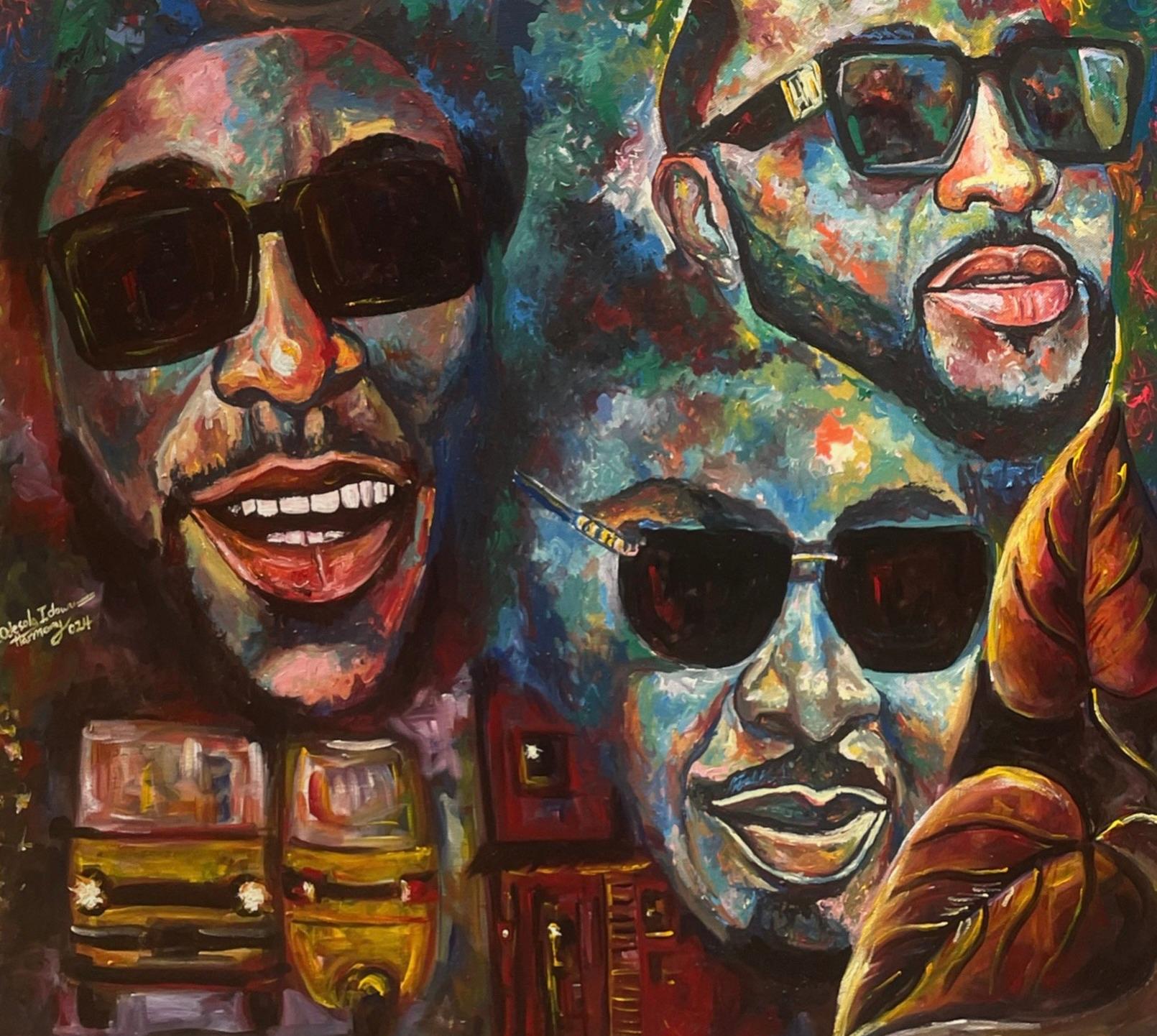 Leggende urbane -21° secolo, Contemporaneo, Figurativo, Uomini, Spettacolo, Musica - Portrait Painting Nero di Odesola Idowu