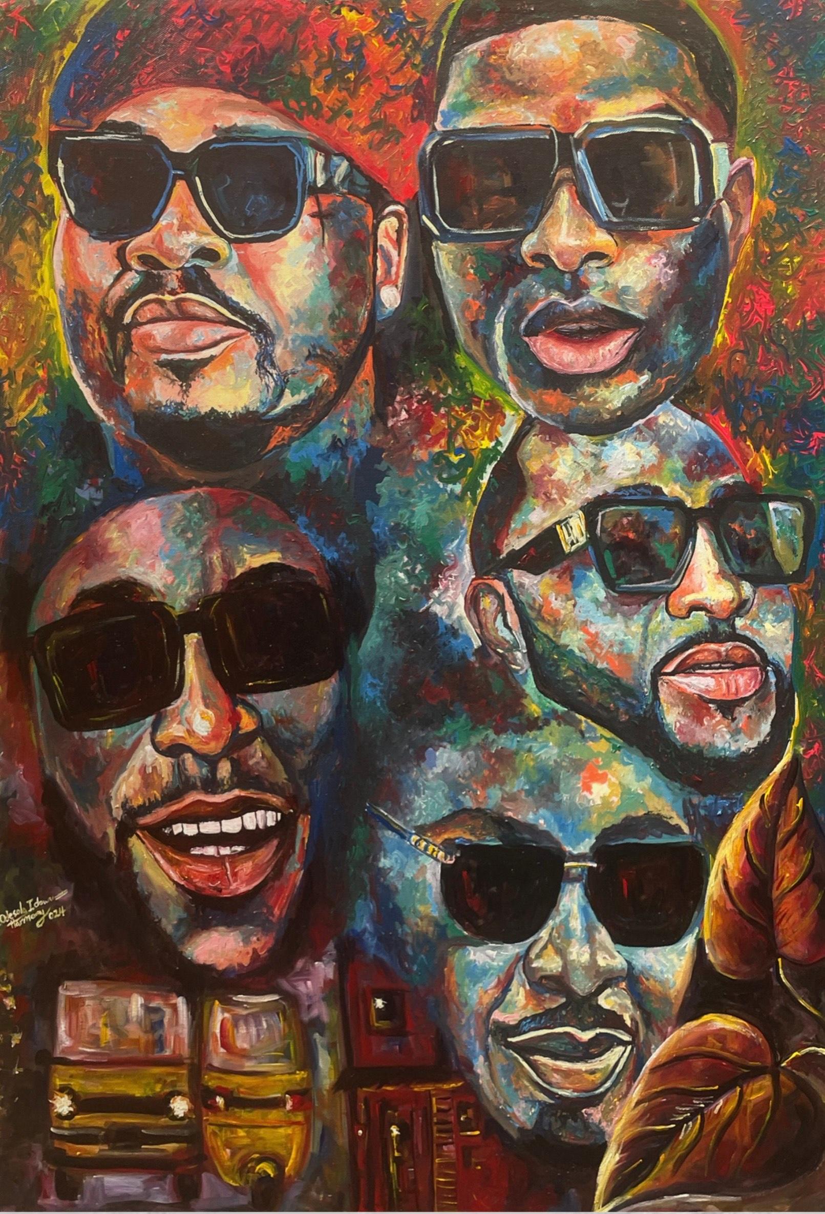 Portrait Painting di Odesola Idowu - Leggende urbane -21° secolo, Contemporaneo, Figurativo, Uomini, Spettacolo, Musica