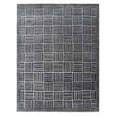 Odessa Charcoal Gray and Cream Geometric Contemporary Hand-Knotted Rug