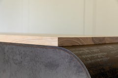 Odessa Desk in Curved Raw Steel and Whitened Ash by Autonomous Furniture, Sculpt