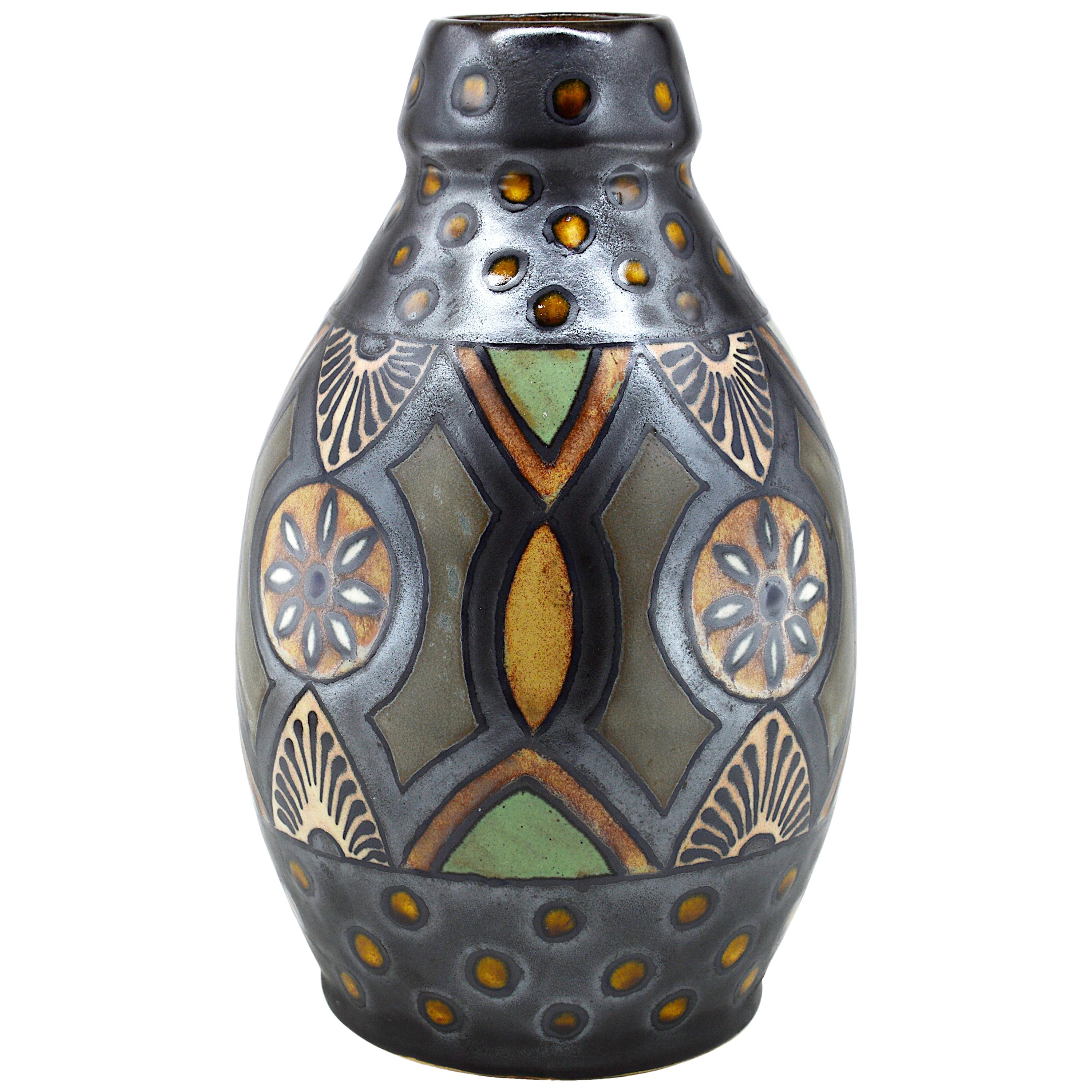 Odetta French Art Deco Stoneware Vase, Early 1930s