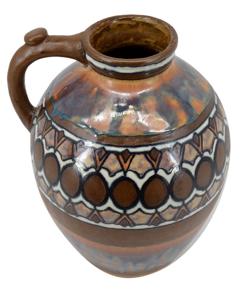 Odetta Quimper French Art Deco Stoneware Vase, 1925 For Sale 1