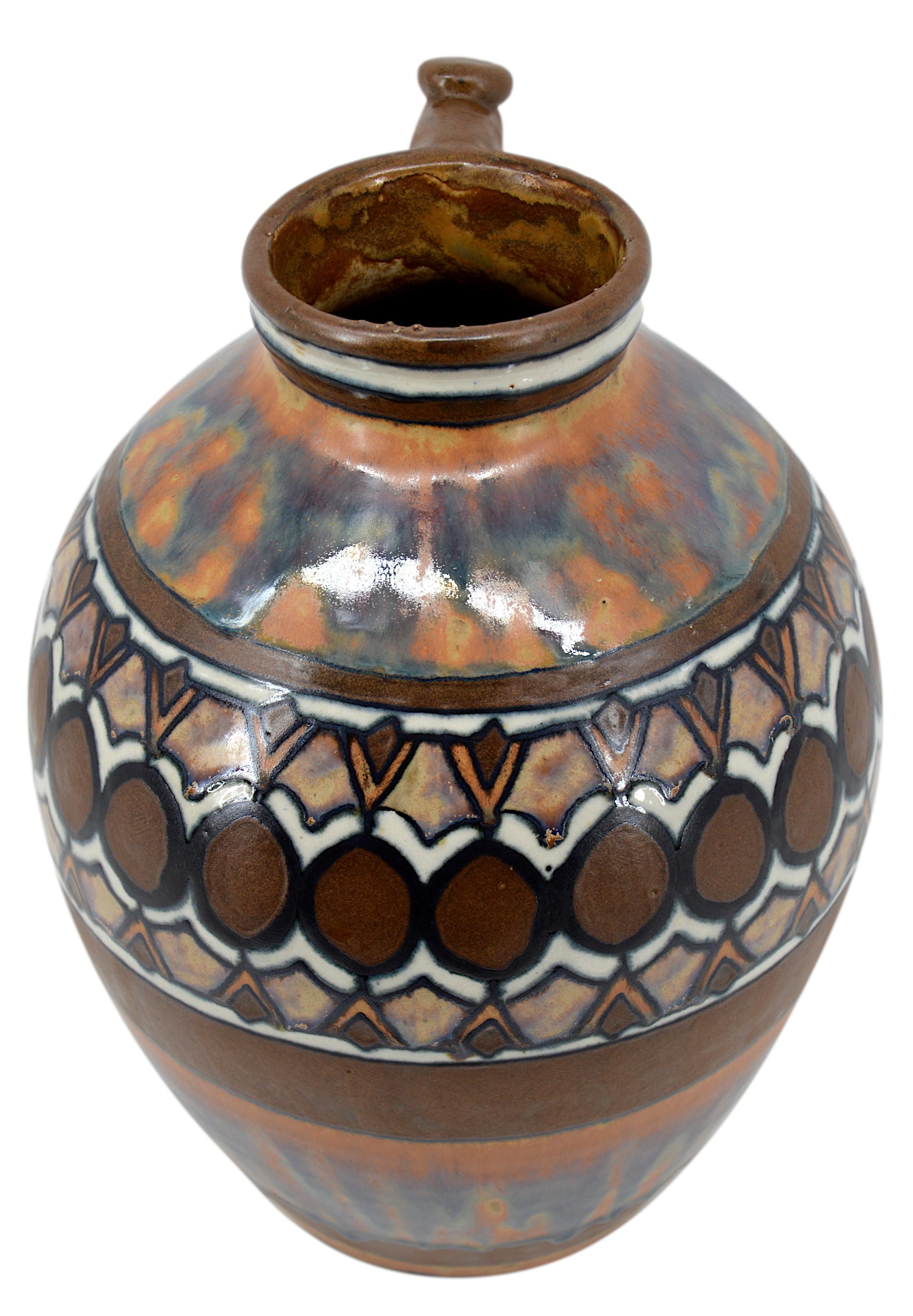 Odetta Quimper French Art Deco Stoneware Vase, 1925 For Sale 1