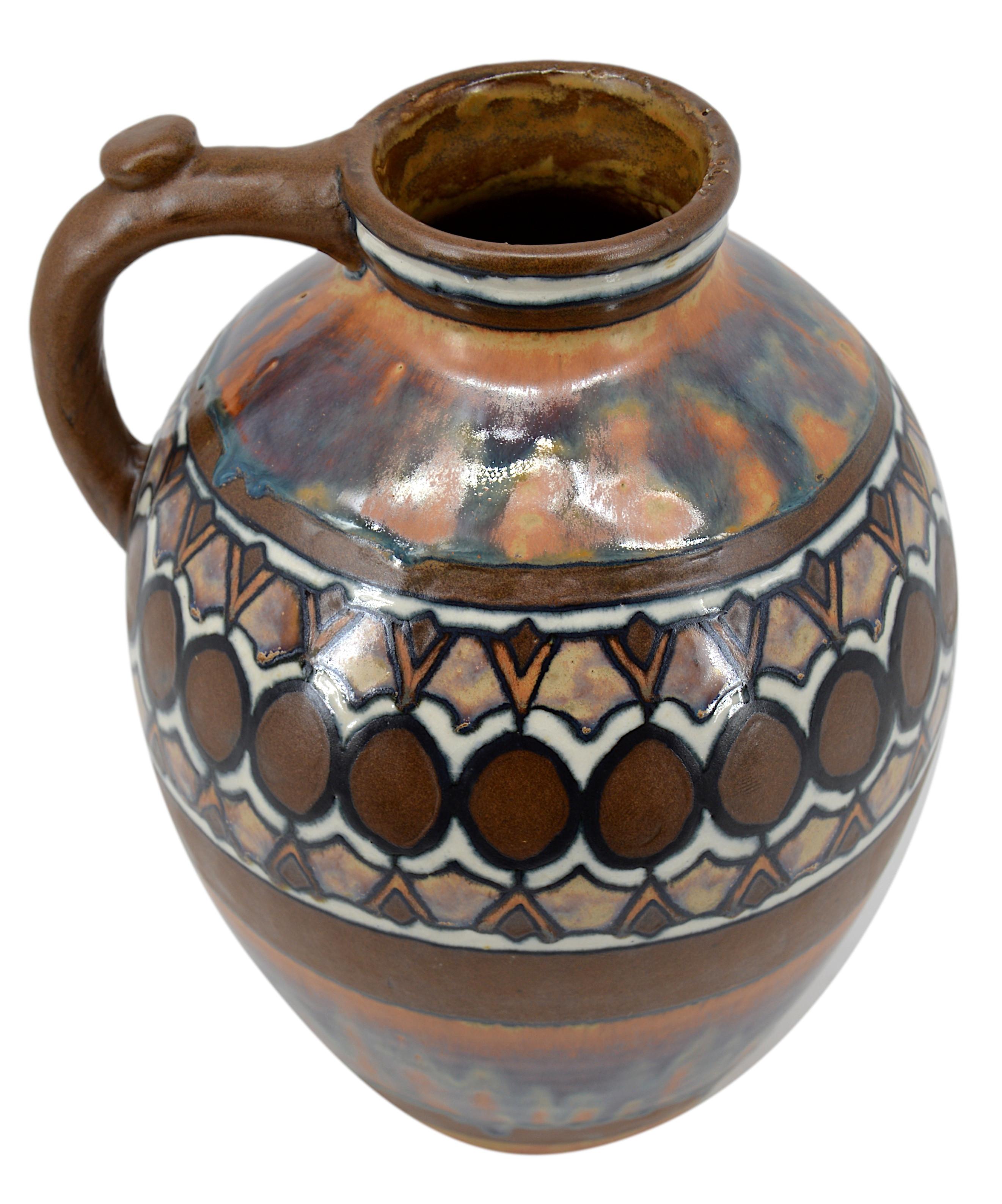 Début du 20ème siècle Vase Art déco français en grès, Odetta Quimper, 1925 en vente