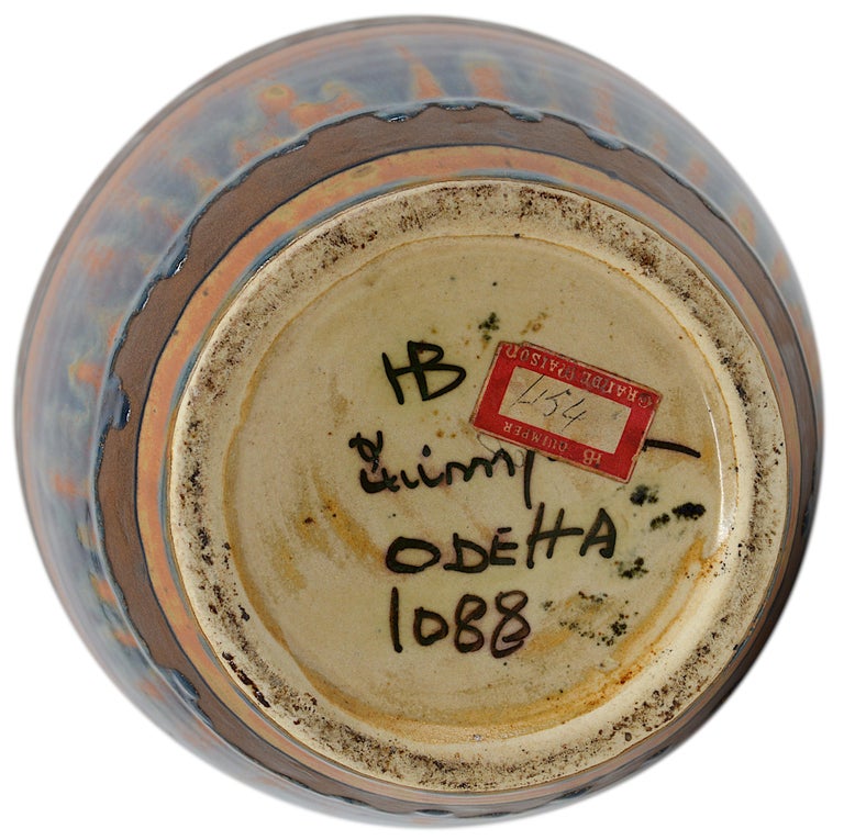 Odetta Quimper French Art Deco Stoneware Vase, 1925 For Sale 5
