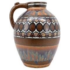Odetta Quimper French Art Deco Stoneware Vase, 1925