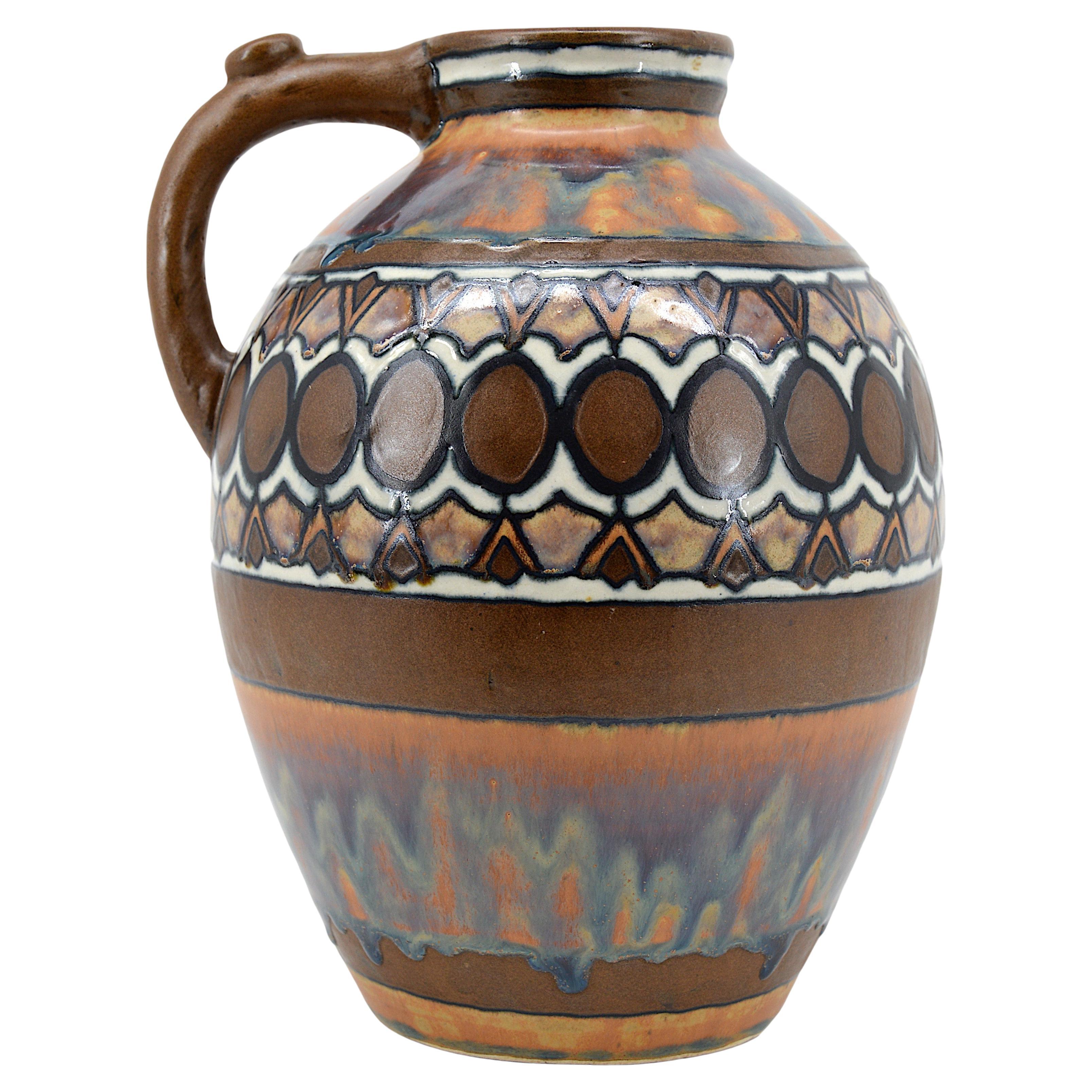 Odetta Quimper Jarrón de gres francés Art Déco, 1920