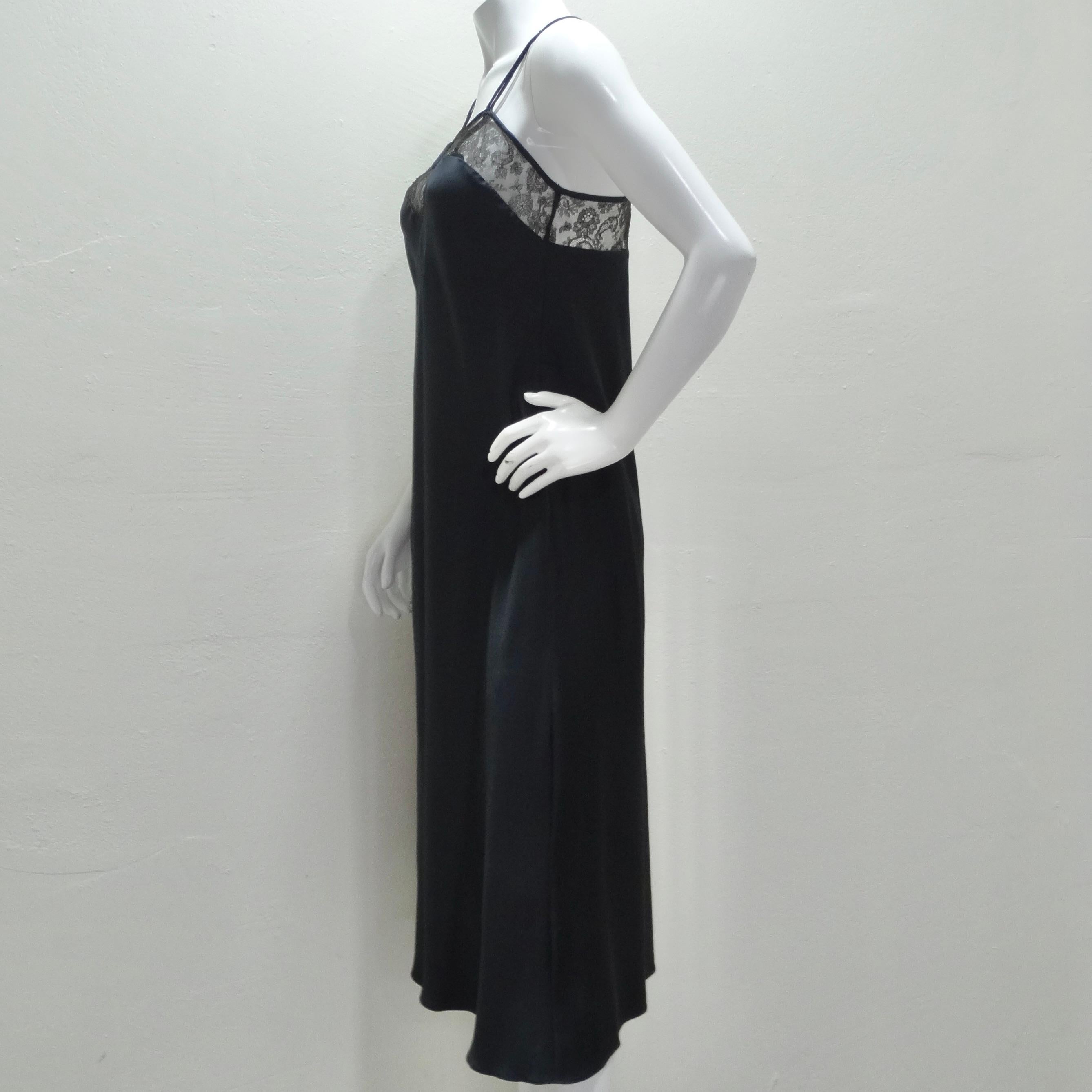 Odette Barda 1990s Black Lace Slip Dress 1