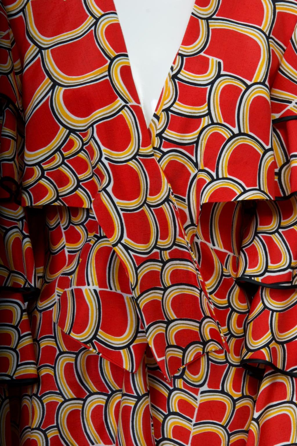 Odette Barsa Red Print Maxi Dress and Bolero For Sale 5