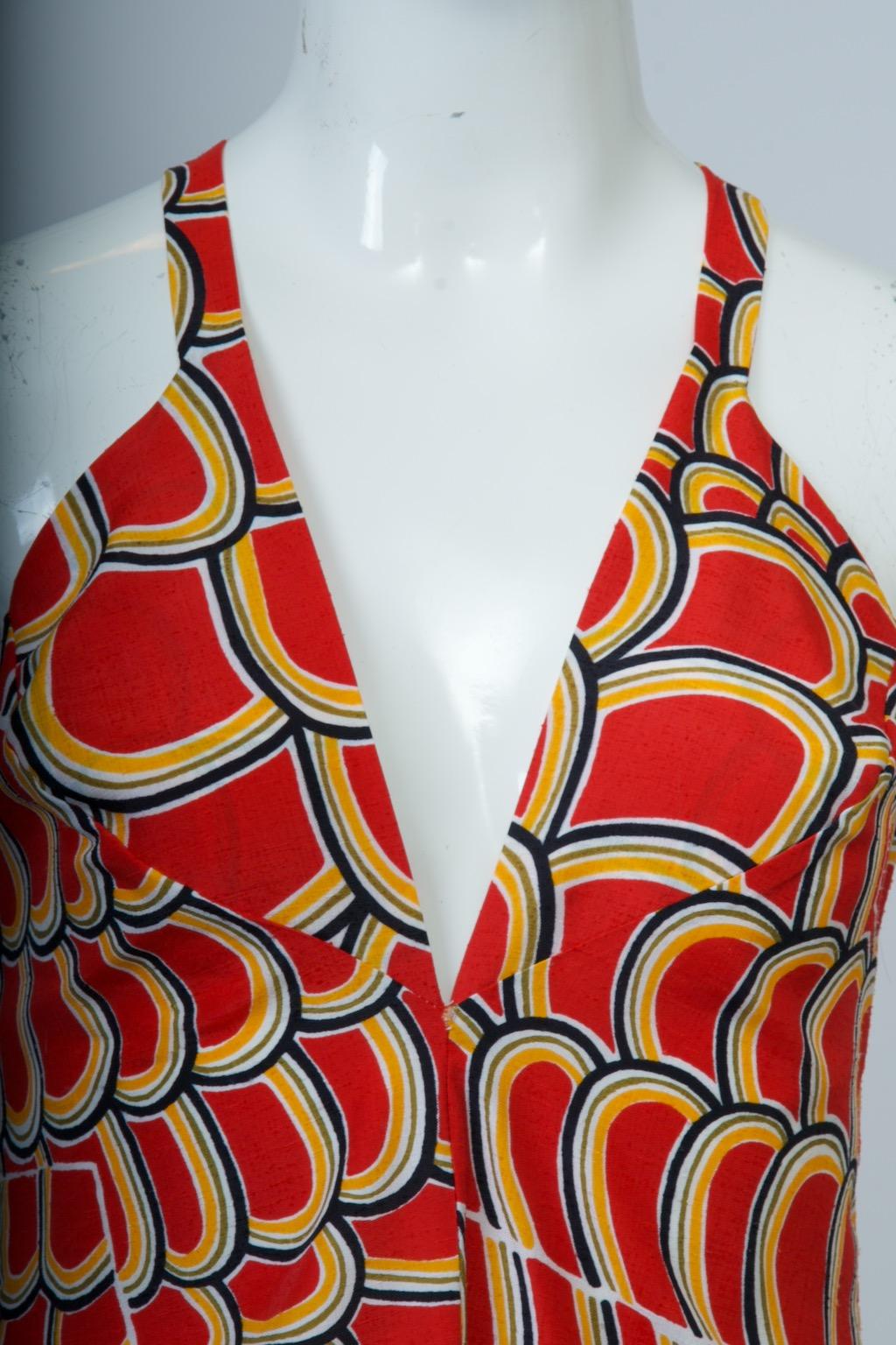 Marron Odette Barsa - Robe longue imprimée rouge et boléro en vente