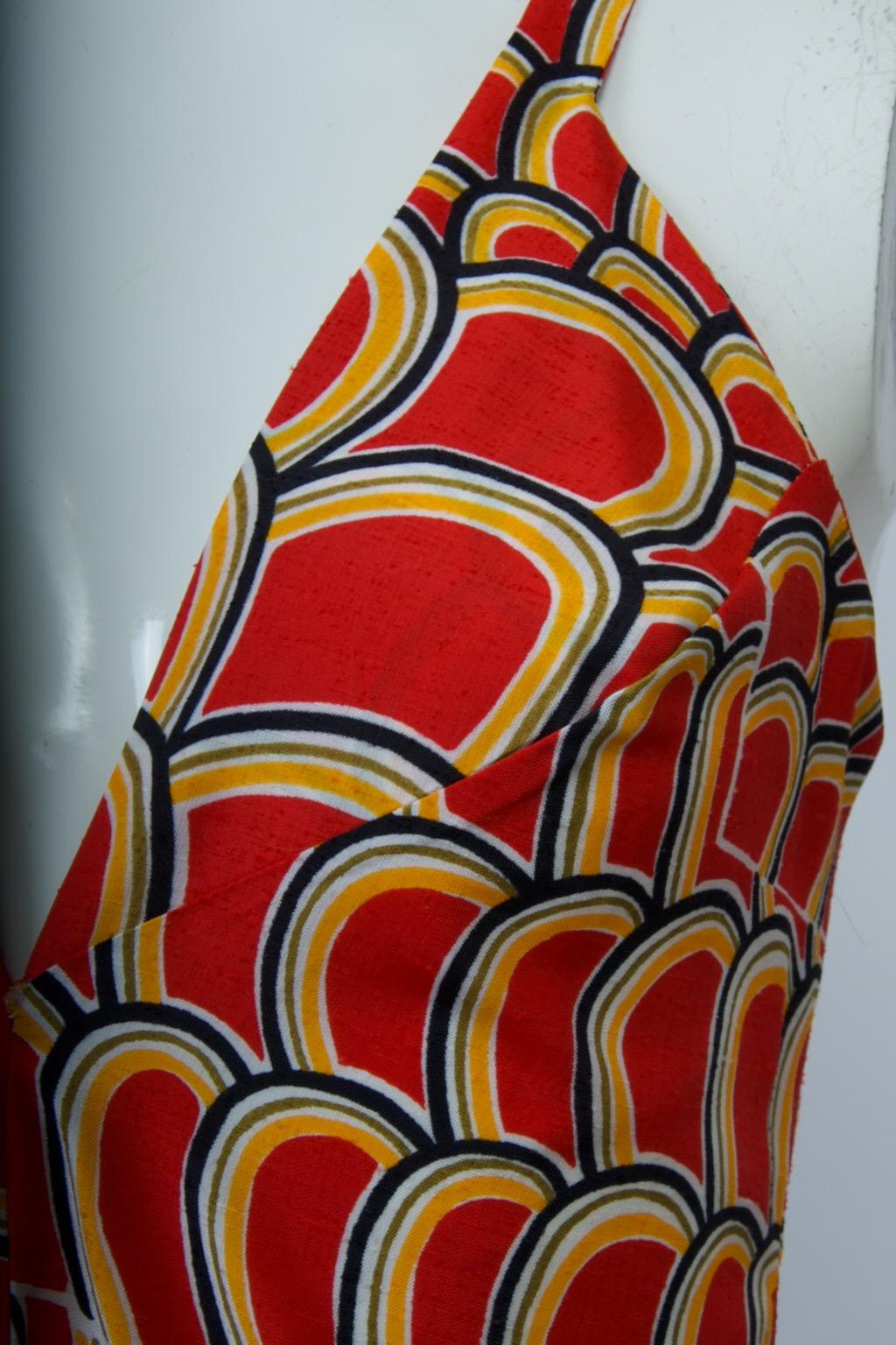 Odette Barsa - Robe longue imprimée rouge et boléro Excellent état - En vente à Alford, MA