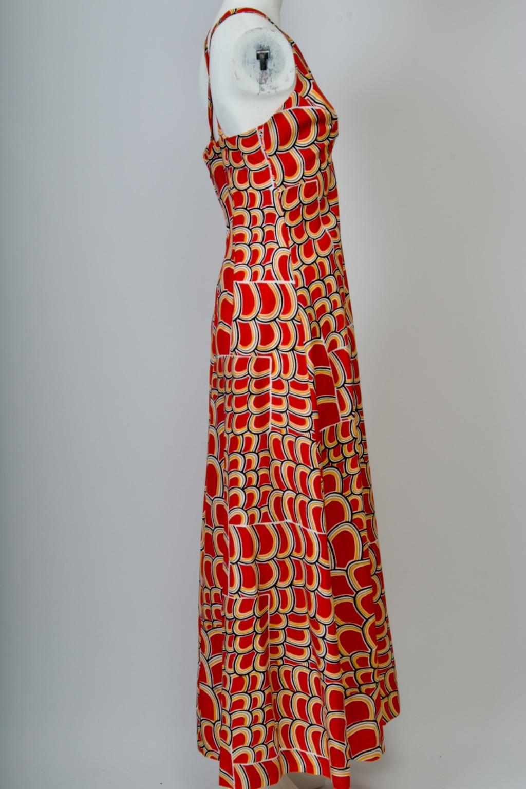 Women's Odette Barsa Red Print Maxi Dress and Bolero For Sale