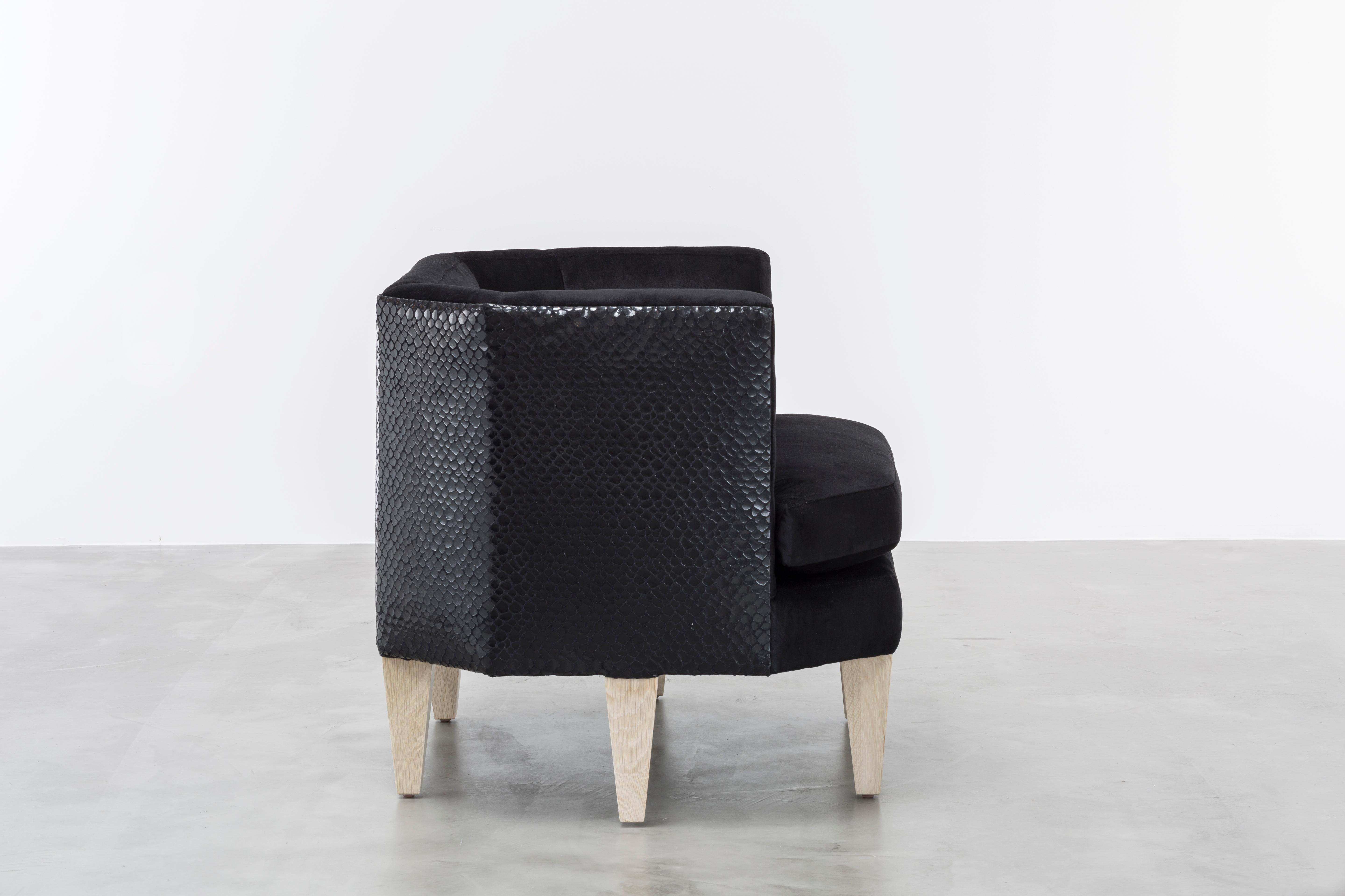 Modern Odette Chair Black Crocodile Leather