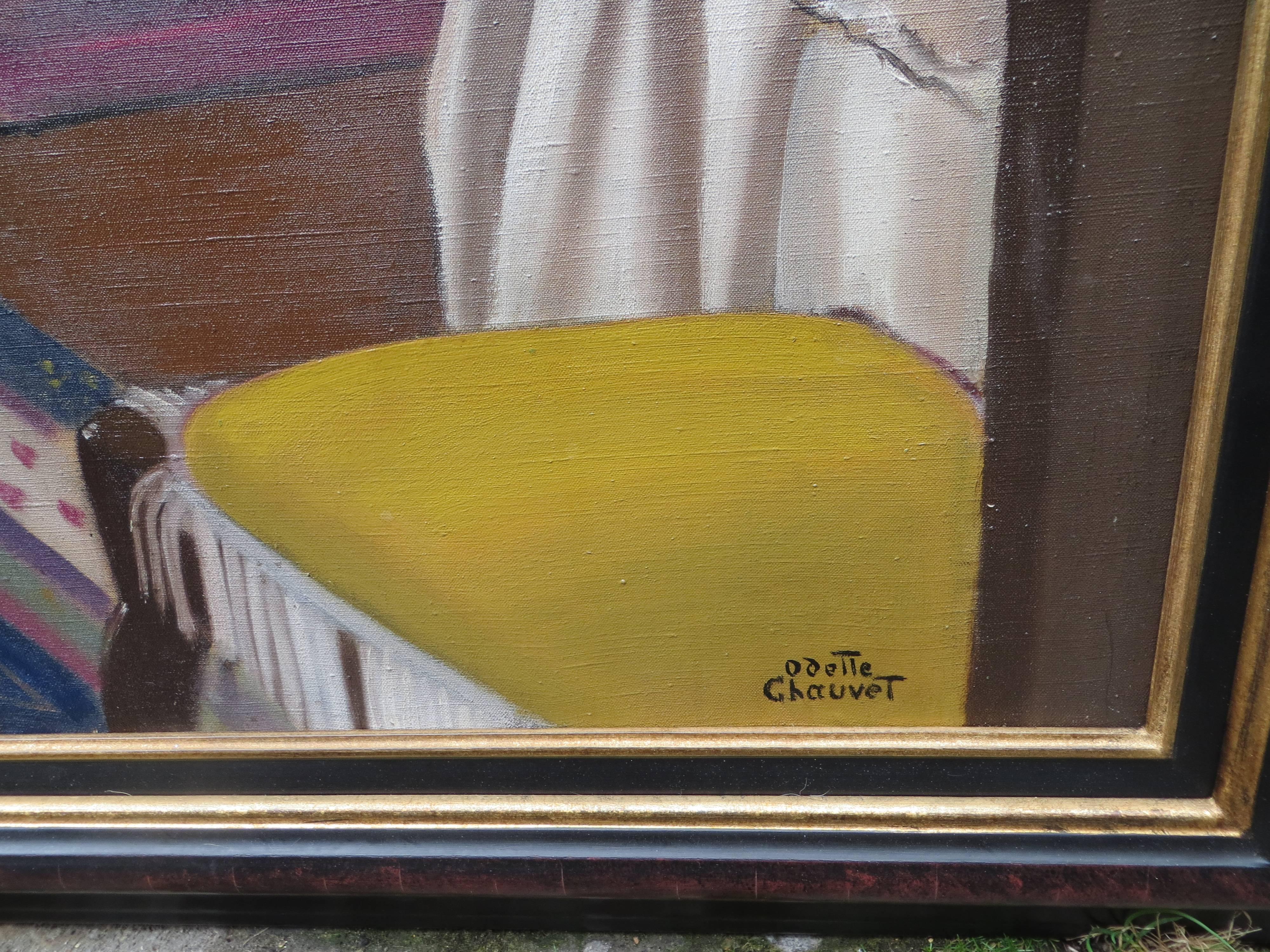 CHAUVET Odette
Geboren in Nantes (Loire Atlantique) 20. Französisch.
Maler von Porträts, Interieurs und Stillleben.
Seit 1919 stellte sie in Paris auf dem Salon d'Automne aus, außerdem stellte sie auf dem Salon des Independants aus.

Ref: BENEZIT
