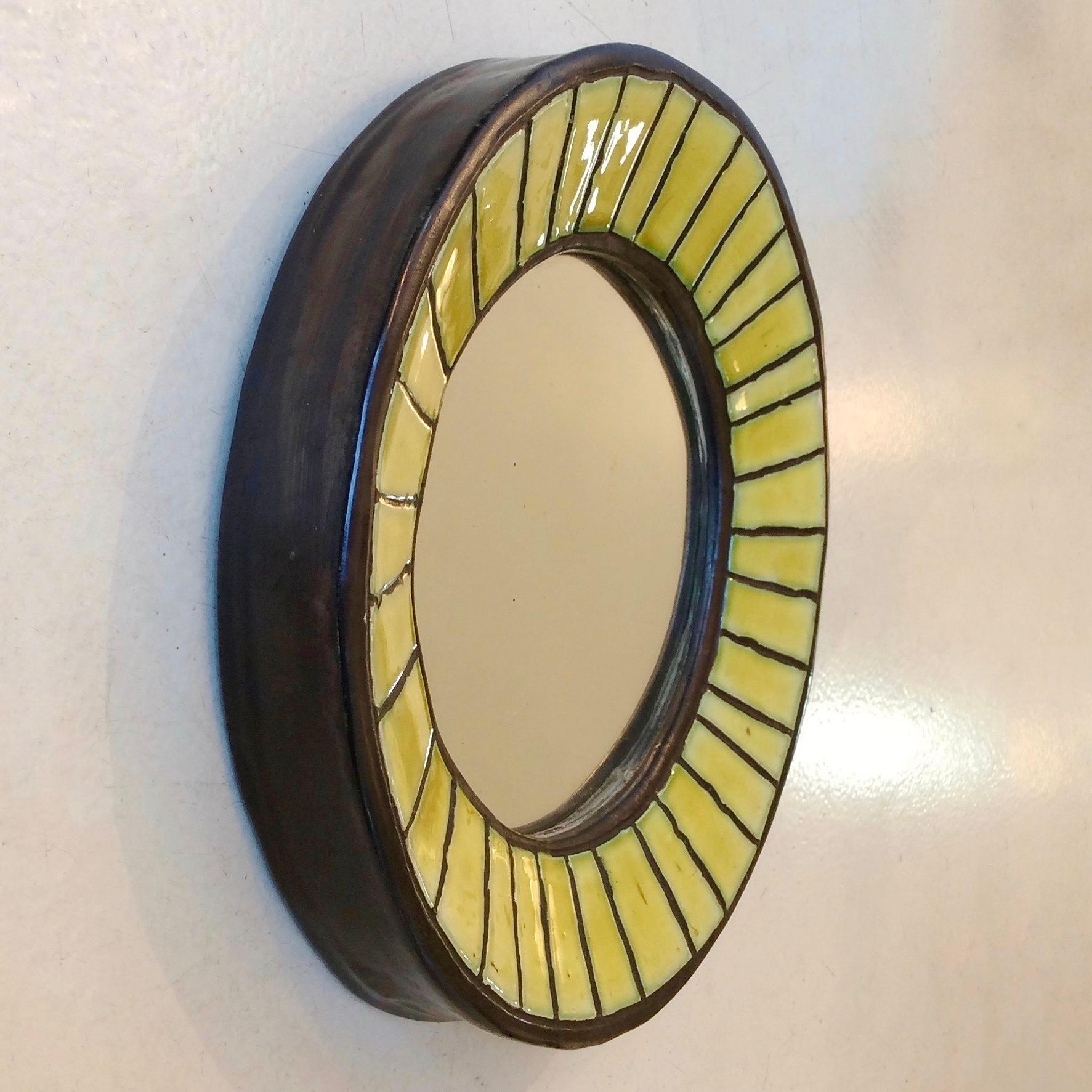 Odette Dijeux Ceramic Wall Mirror, circa 1950, Belgium 6