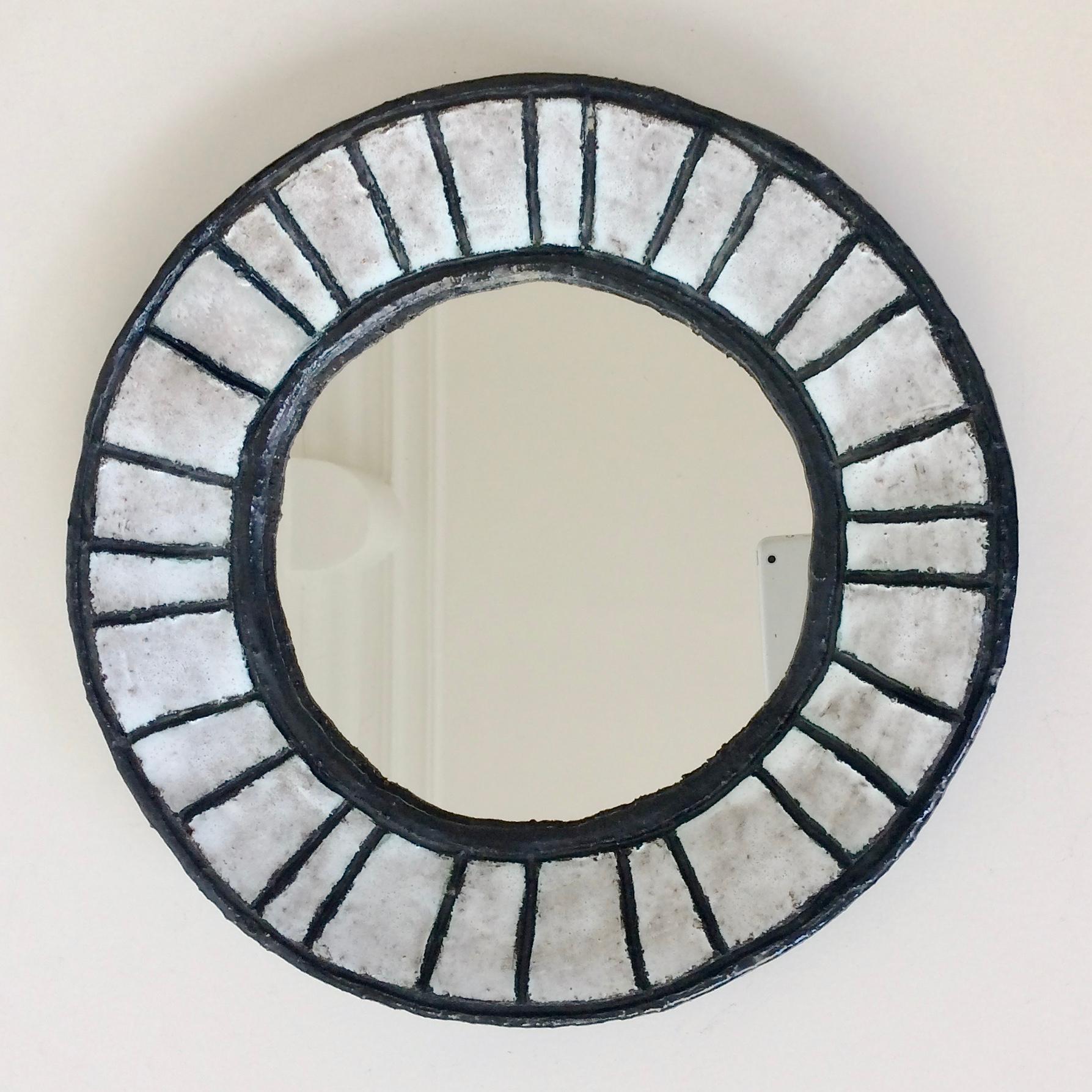 Odette Dijeux Ceramic Wall Mirror, circa 1950, Belgium 7