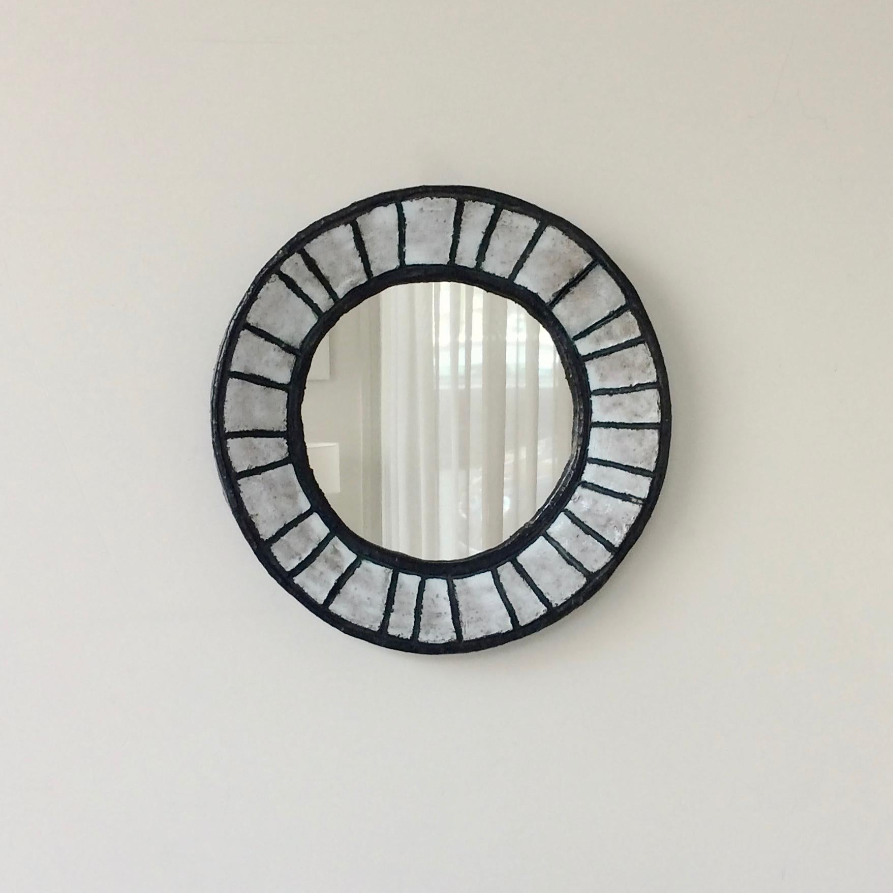Belgian Odette Dijeux Ceramic Wall Mirror, circa 1950, Belgium