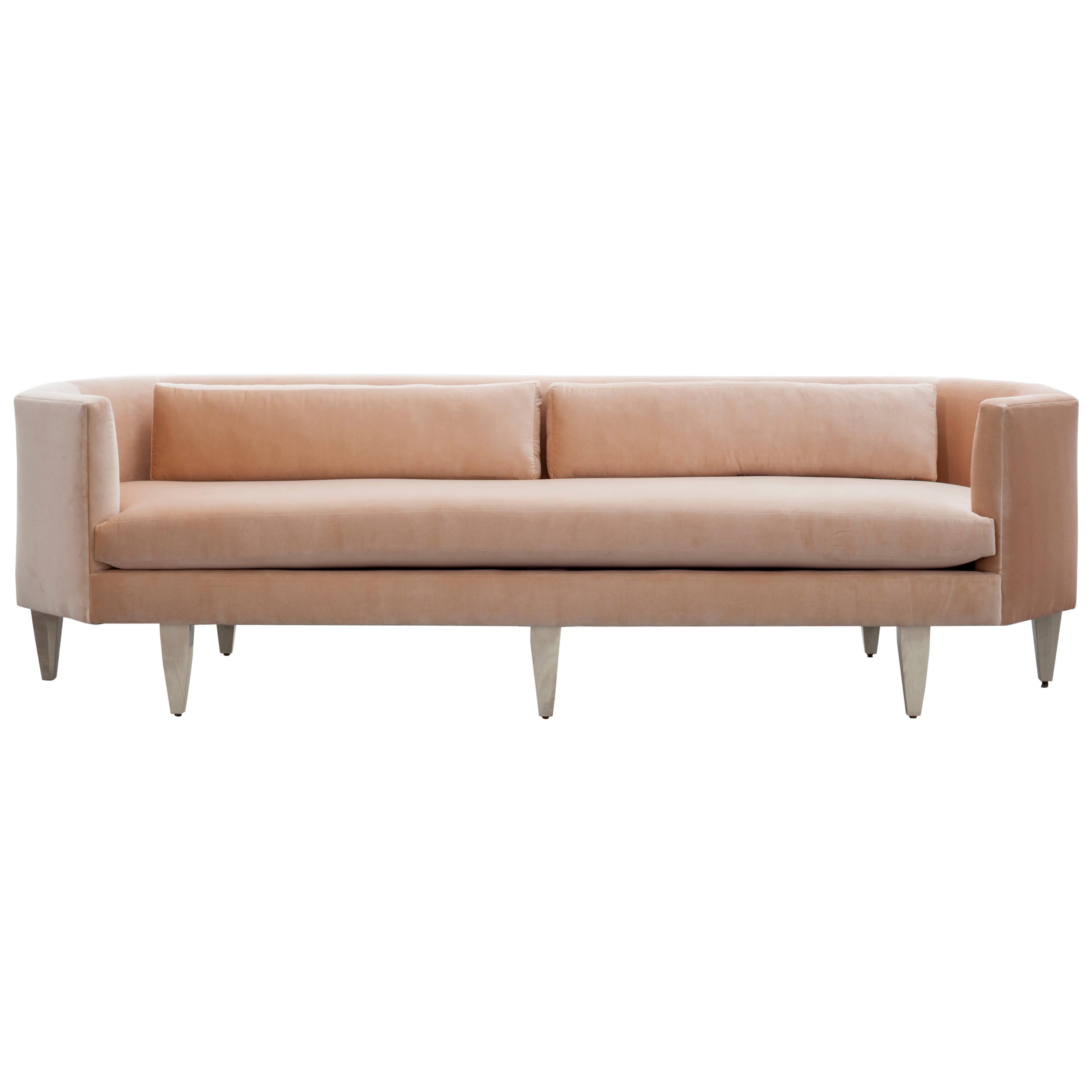 ODETTE SOFA - Modern Octagonal Sofa in Pale Grey Glam Velvet 