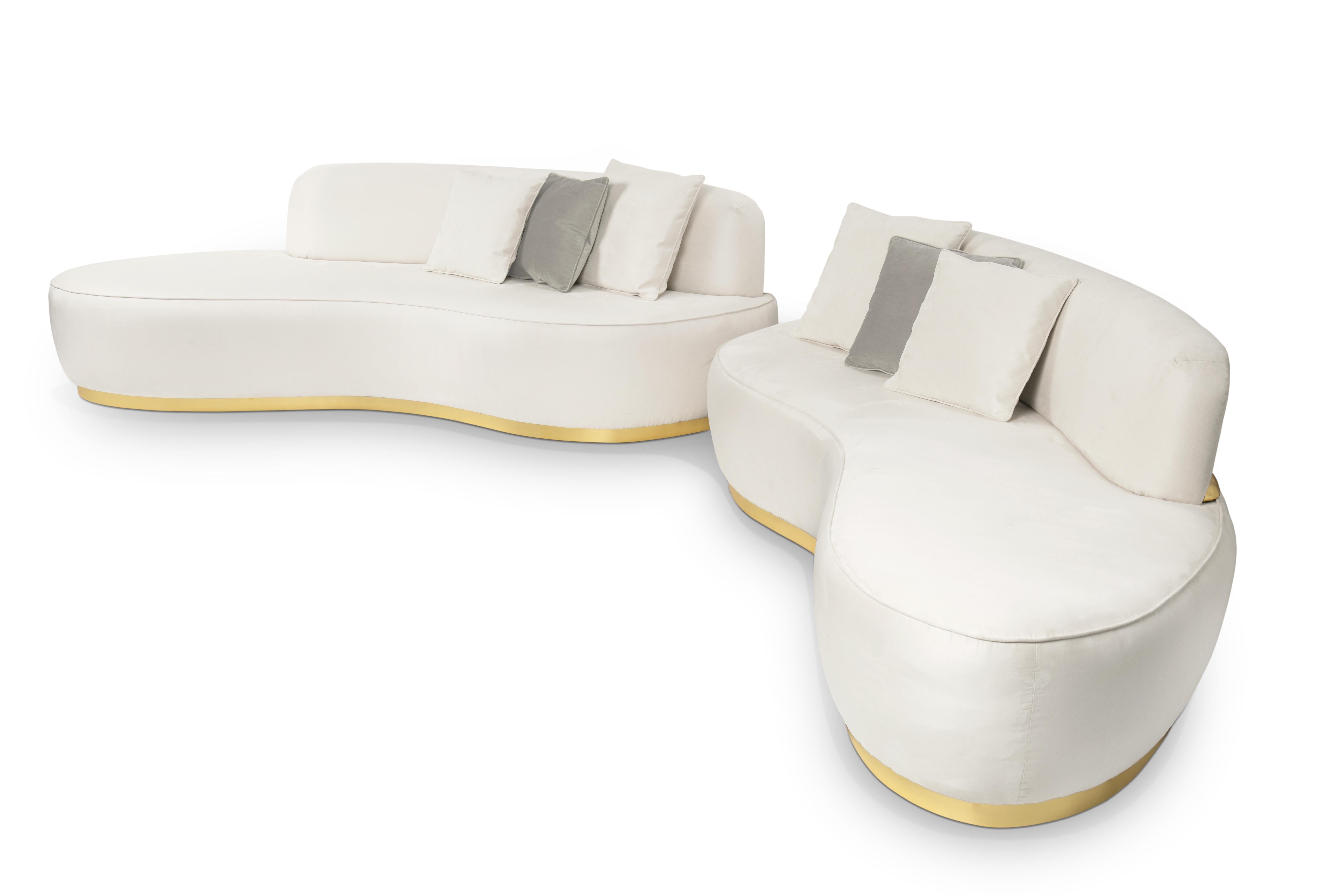 Odette-Sofa – hand poliertes, gehämmertes, gehämmertes Messingholz und Polsterung – Boca do Lobo (Portugiesisch) im Angebot