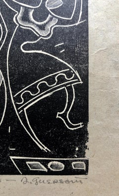 1945 Maestro brasiliano, Nudi Art Deco Serigrafia xilografica Carnaval Bahia