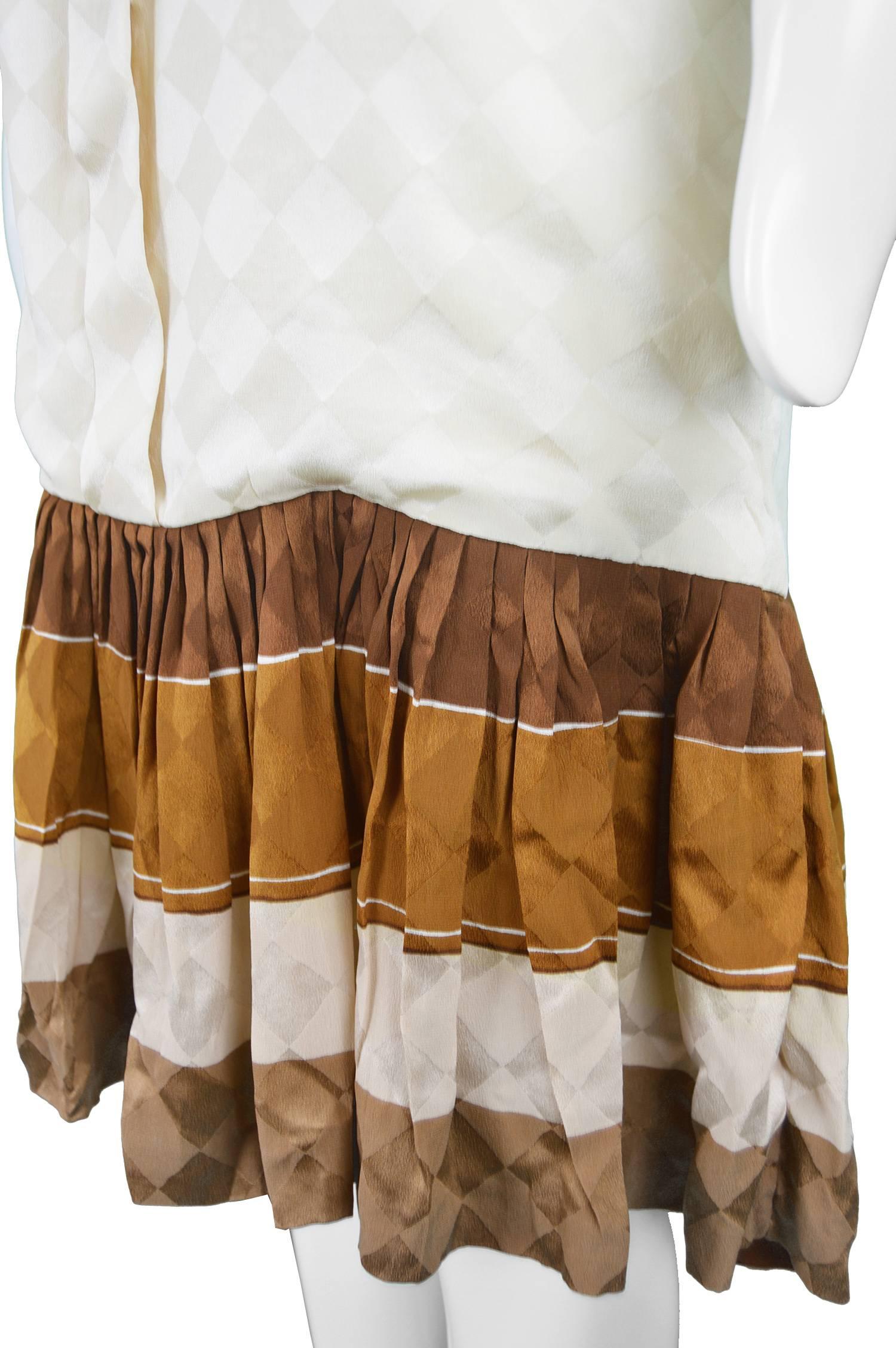 Women's Odicini Vintage Ivory Silk 1980s Pussybow Dress For Sale