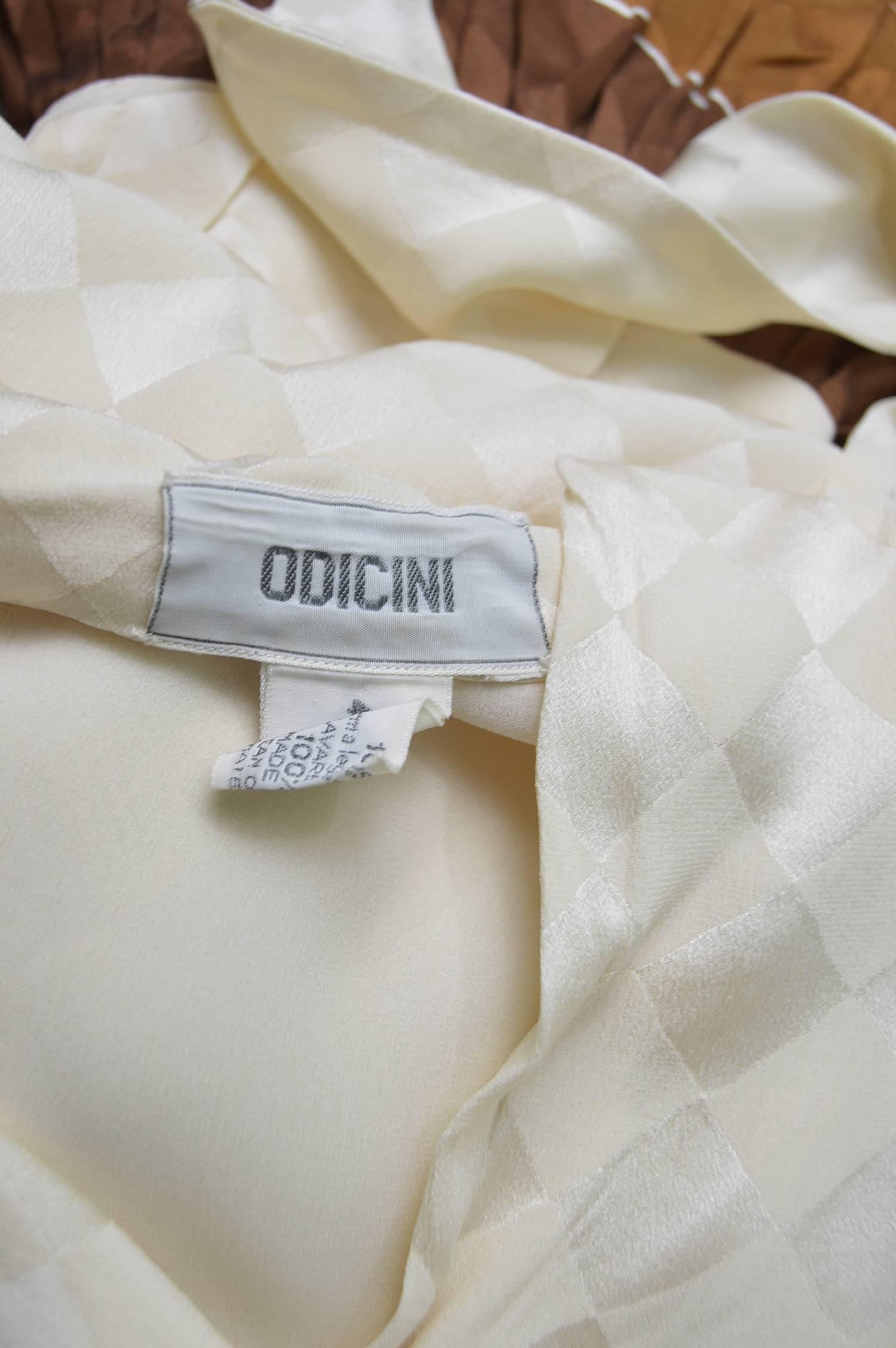 Odicini Vintage Ivory Silk 1980s Pussybow Dress For Sale 3