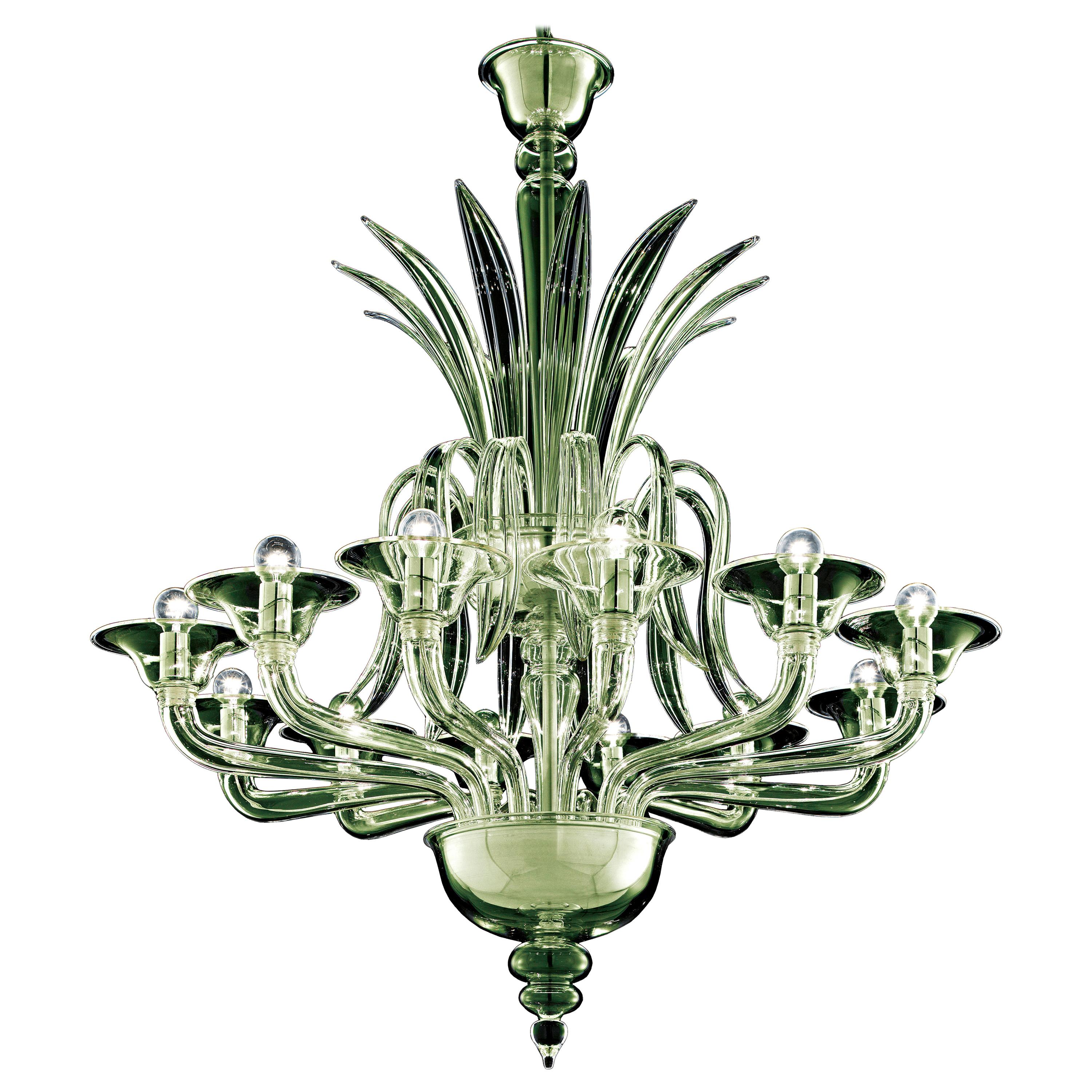 Green (Liquid Citron_EL) Odile 5307 12 Chandelier in Glass, by Barovier&Toso