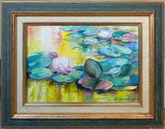 The Waterlily Pond signé, peinture à l'huile française, 20e siècle