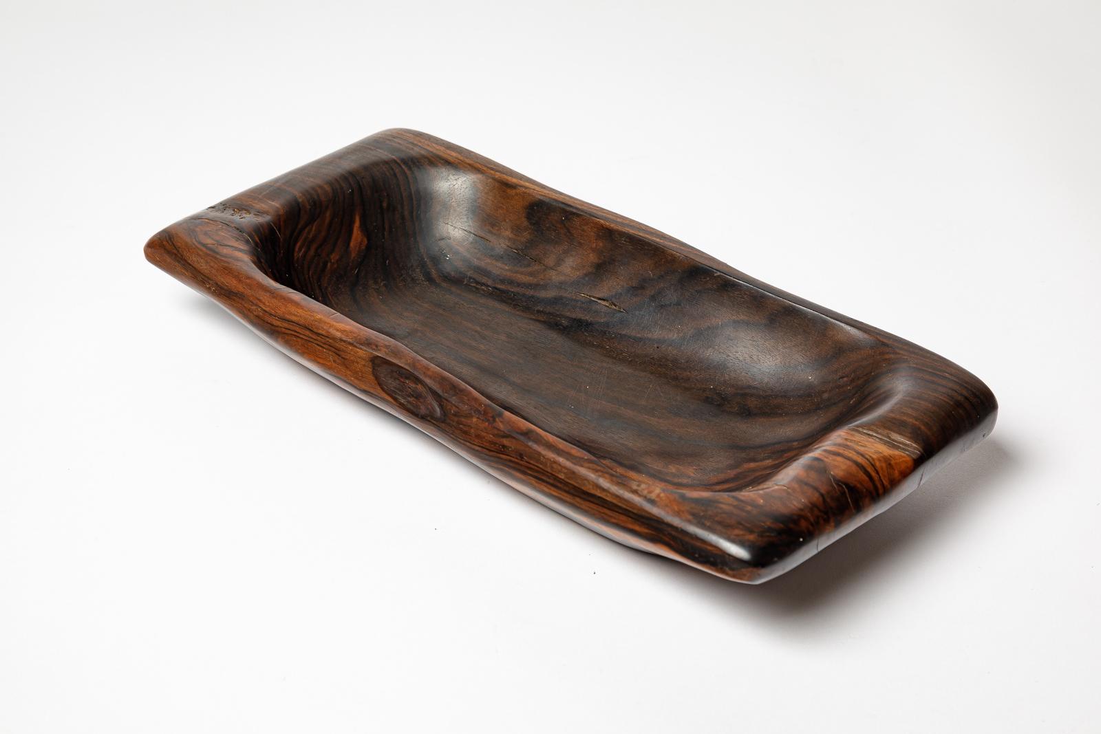 French Odile Noll large 20th century wood vide-poche or dish sculpture 1970 design For Sale
