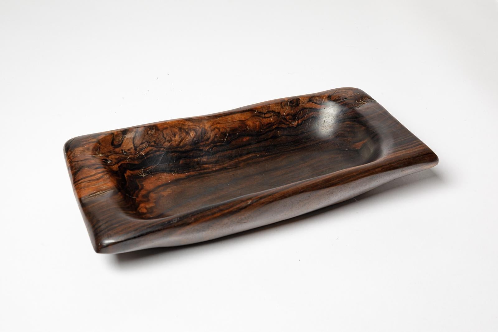 Odile Noll large 20th century wood vide-poche or dish sculpture 1970 design In Excellent Condition For Sale In Neuilly-en- sancerre, FR