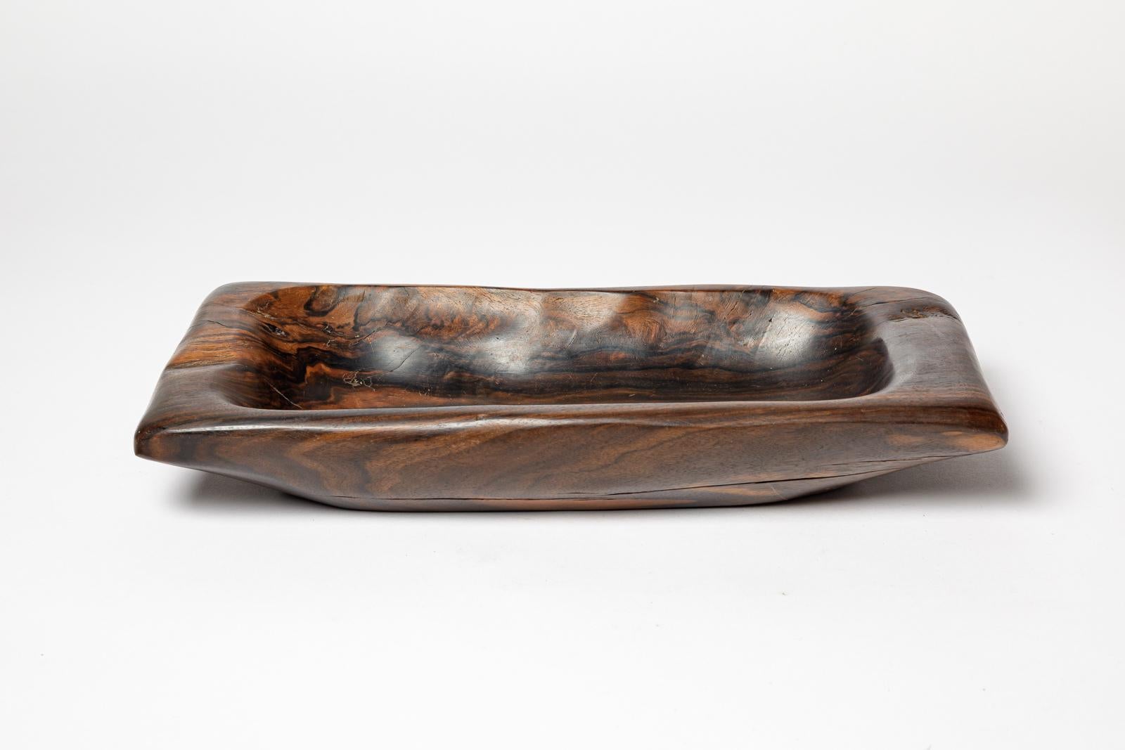 20th Century Odile Noll large 20th century wood vide-poche or dish sculpture 1970 design For Sale