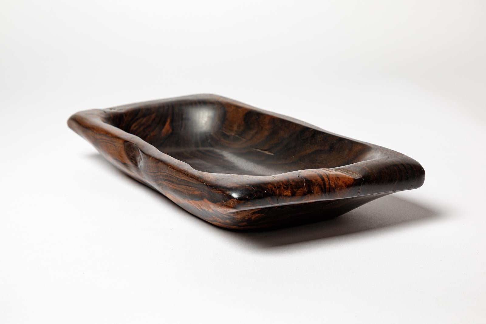 Wood Odile Noll large 20th century wood vide-poche or dish sculpture 1970 design For Sale