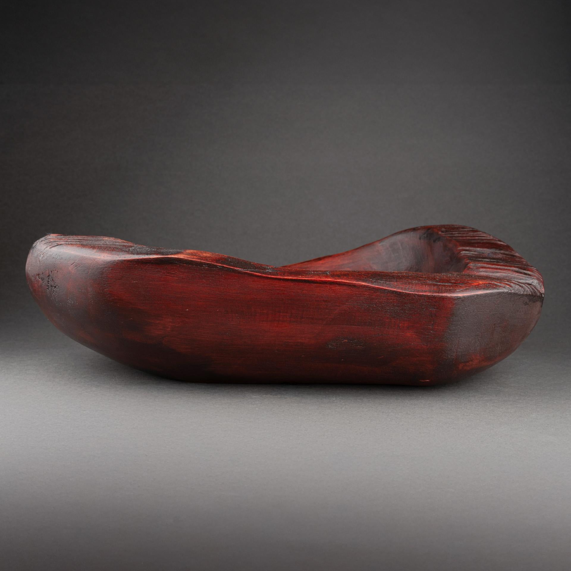 Late 20th Century Odile Noll : Wood hand carved big bowl, circa 1970 For Sale