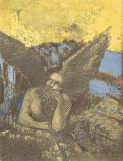 Aged Angel - Lithograph after Odilon Redon - 1923