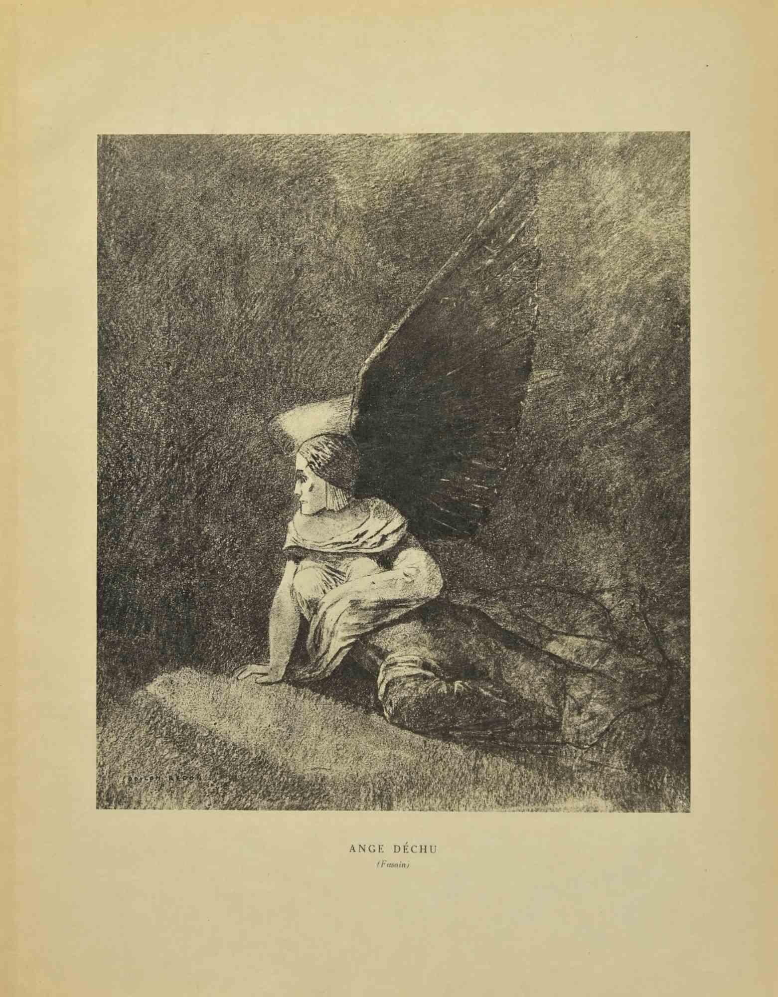 Ange Déchu - Litografia dopo Odilon Redon - 1923