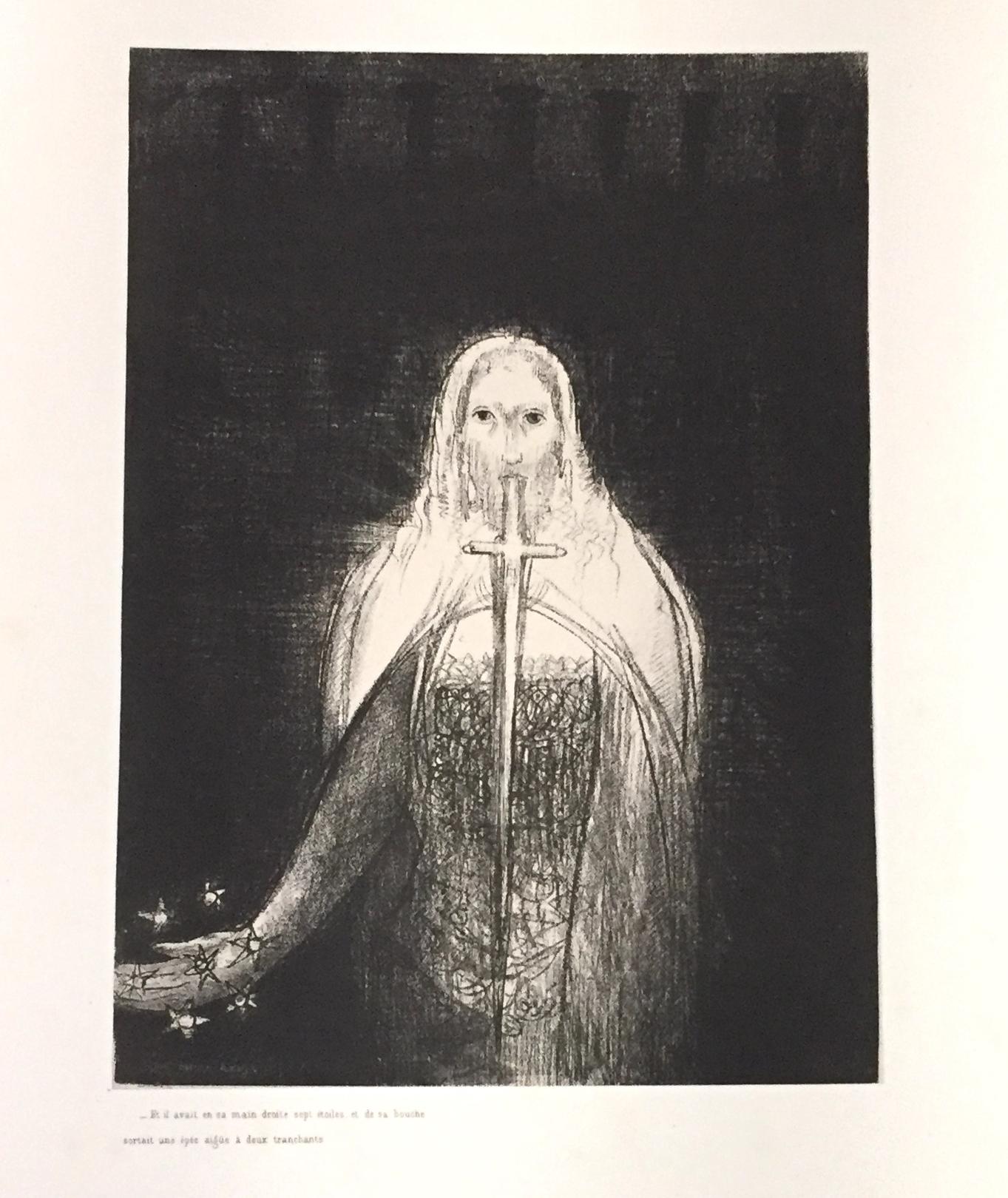 Odilon Redon Print - Et is avait en sa main droite sept étoiles - Litho by O. Redon - 1899