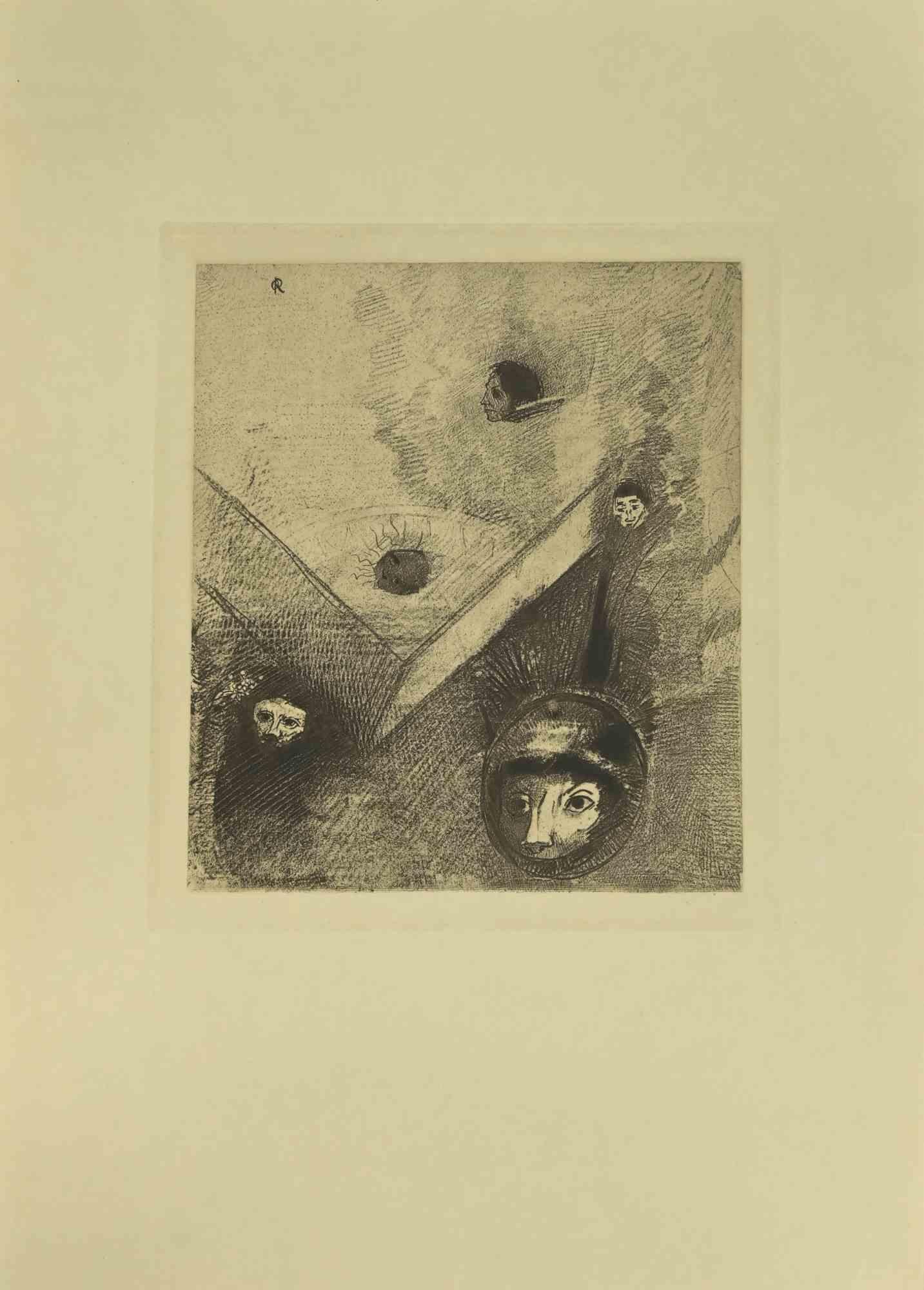 Illustration from the series "Les Fleurs du Mal" is an etching print realized after Odilon Redon and published by Henri Felury in 1923.

Monogrammed in the plate.

Good conditions.

Odilon Redon  (Bordeaux, 1840 - Paris, France). Redon's