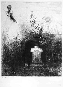 Illustration from the series "Les Fleurs du mal" - Etching After O. Redon