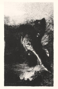 La Chimère aux Yeux Verts -  Lithographie d'O. Redon - 1888