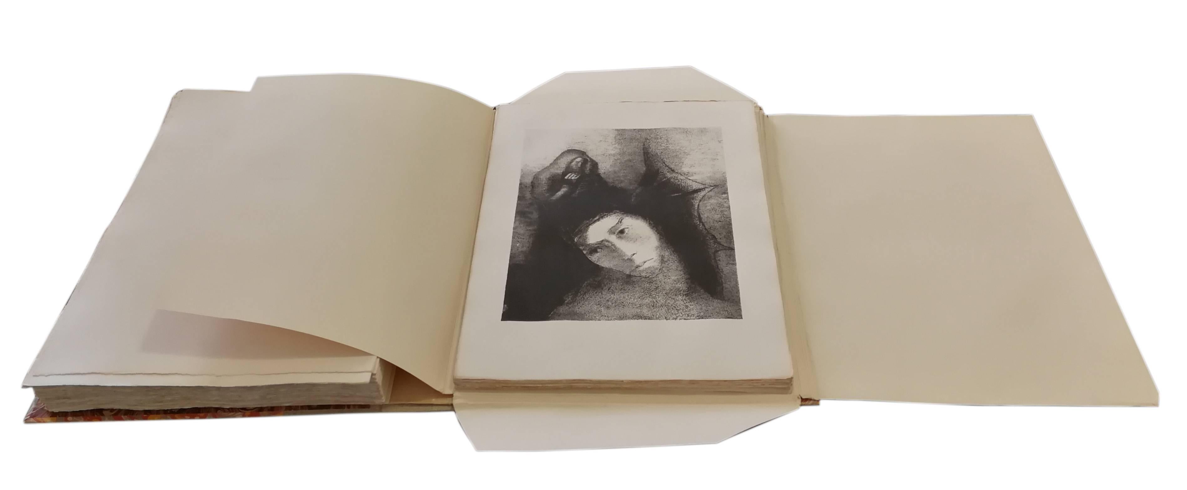 La Tentation de Saint Antoine, Gustave Flaubert's illustrated book by O. Redon - Beige Figurative Print by Odilon Redon