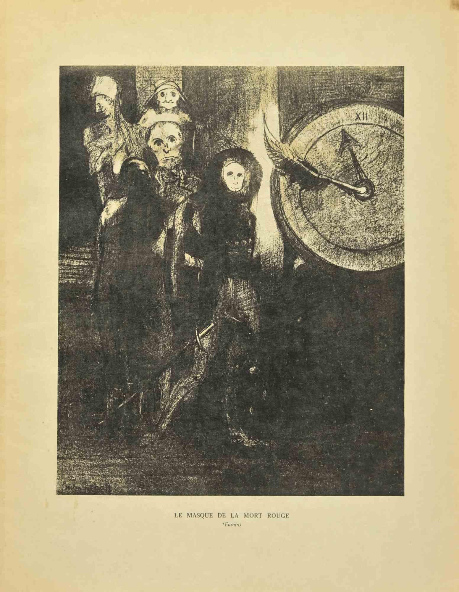 Le Masque de la Mort Rouge - Lithographie d'après Odilon Redon - 1923