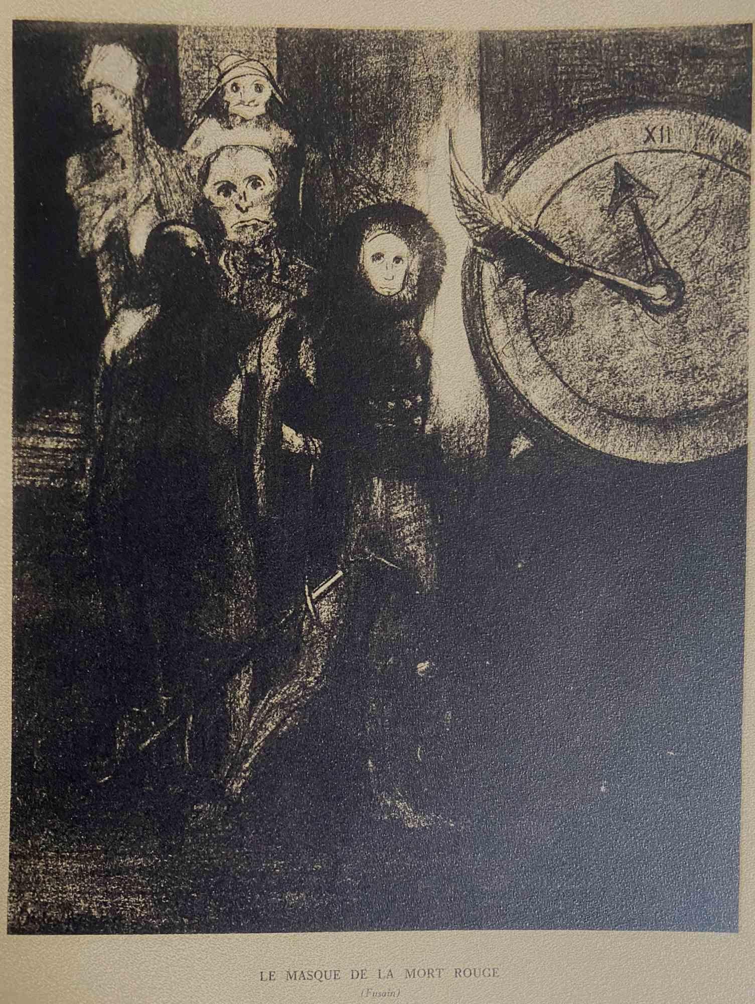 Le Masque De La Mort Rouge ist eine nach Odilon Redon angefertigte Fotoreproduktion. 

Sie gehören zu der Suite "Odilon Redon Peintre, Dessinateur et Graveur", die 1923 von Henri Felury herausgegeben wurde.

Guter Zustand, an den Rändern